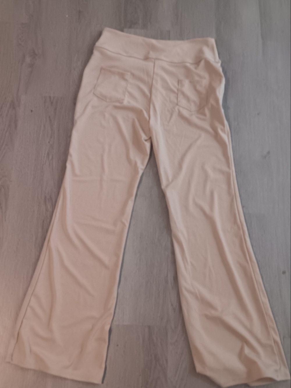 High-Waist Cream Flared Pants - Picture 3 of 4